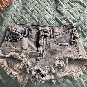 High rise distressed shorts